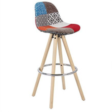 WOLTU 1 X Breakfast Kitchen Counter Bar Chair Linen Fabric Bar Stool Wood Legs Barstools Multicolor