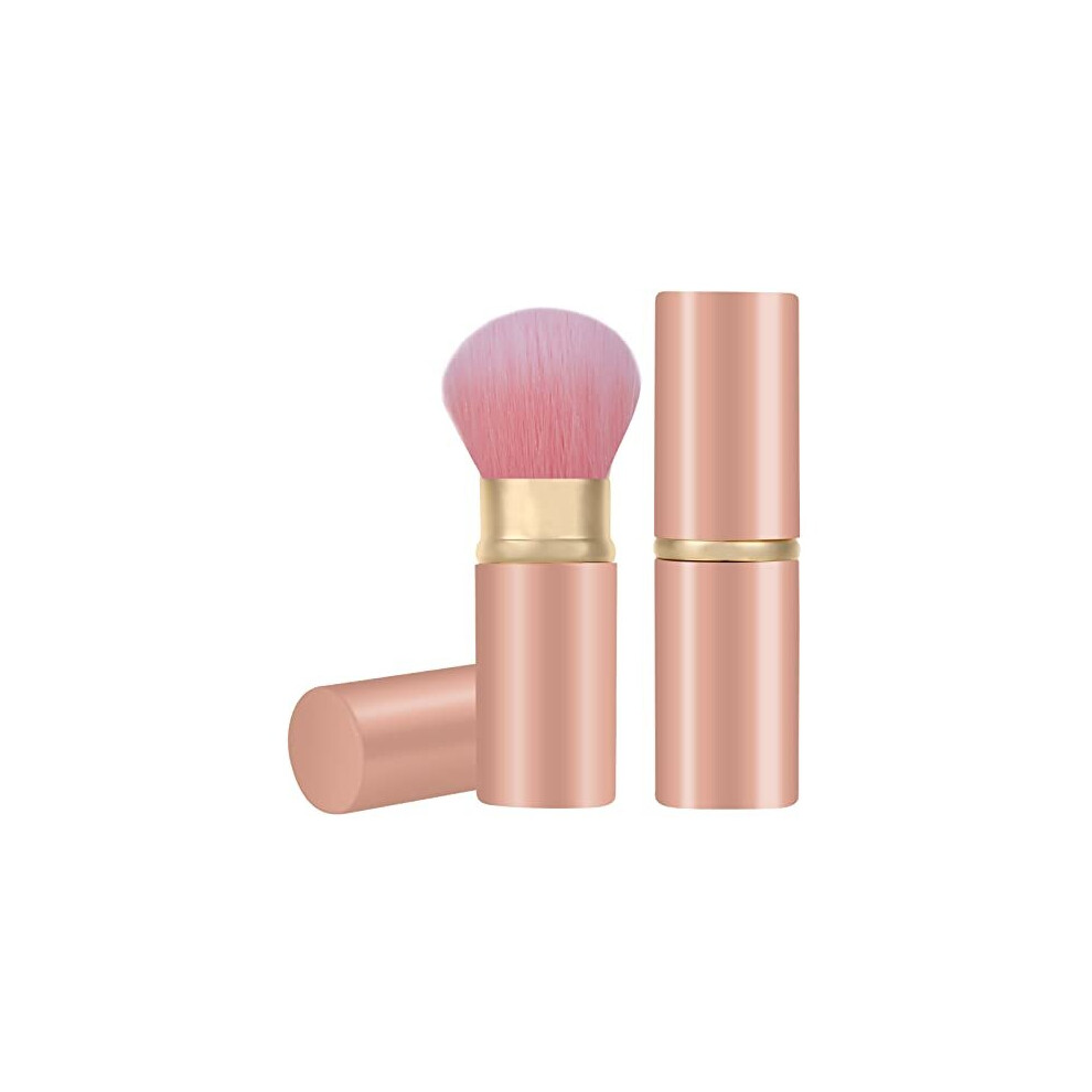 Falliny Retractable Kabuki Makeup Brush, Travel Face Blush Brush, Portable Powder Brush With Cover For Blush, Bronzer, Buffing, Flawless Powder C