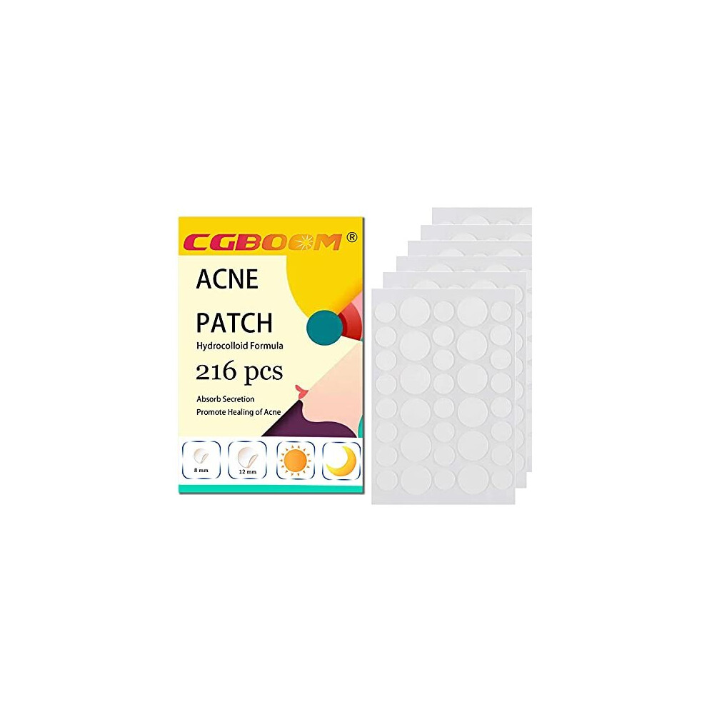 Cgboom Acne Pimple Master Patches Spot & Blemish Treatment Stickers Invisible Hydrocolloid Patches (216P)
