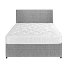 Perfect Sleep 4FT6 Double Fabric Divan Bed set Including Medium feel Mattress And Matching Headboard