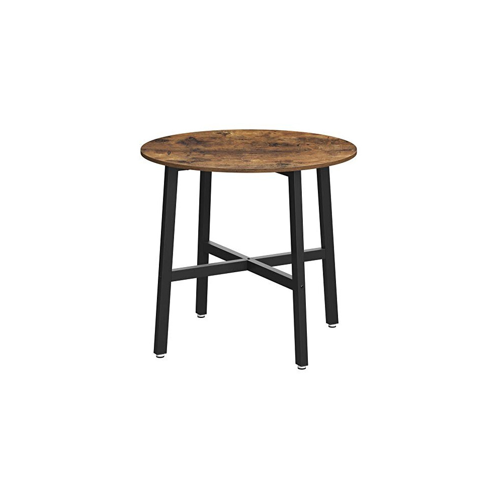 VASAGLE Dining Table, Round Kitchen Table, for Living Room, Office, 80 x 75 cm (Dia. x H), Industrial Style, Rustic Brown and Black KDT080B01