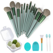 Koccido Makeup Borstar 22 Delar Makeup Kit, Foundation Borste Ögonskugga Borste Set (Grön, 22 Delar Stort)