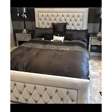 New Luxury Alton Bumper Upholstered Plush Fabric Double/Kingsize Bed Frame in Silver Colour (4ft6 Double)