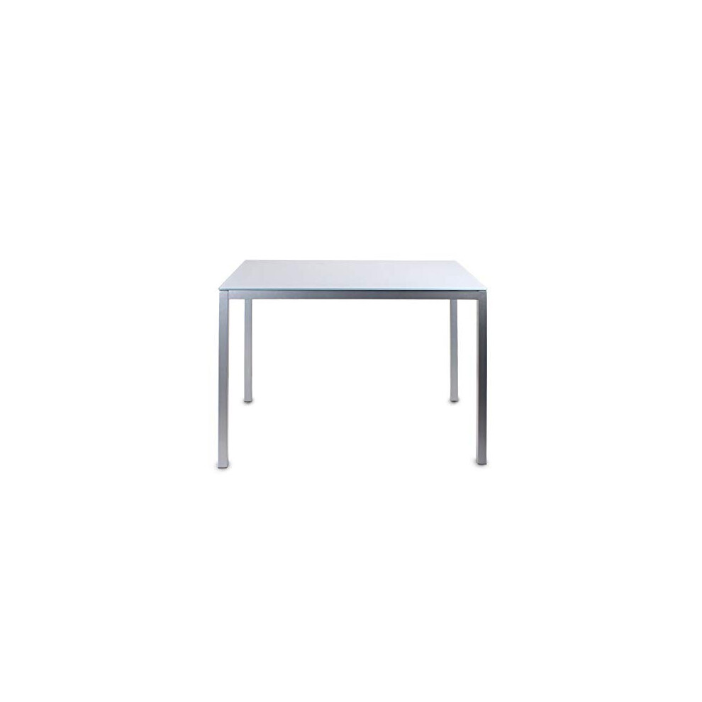 Jooli H Glass Dining Table, Modern Kitchen Table with Metal Legs, 120 x 70 x 75 cm, Grey
