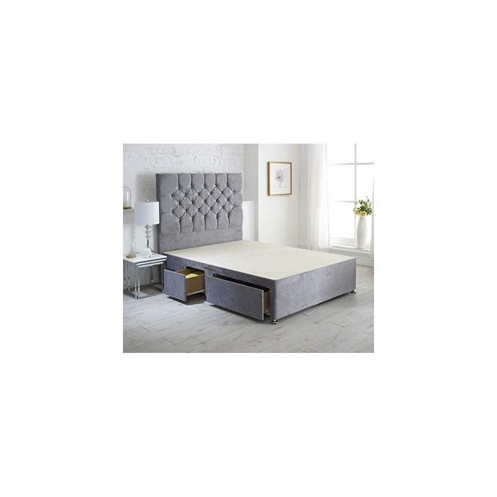 Ibex Luxury Conti Divan Bed + 54" Height Headboard - 2 Drawers (Single (3'0), Slate Grey)