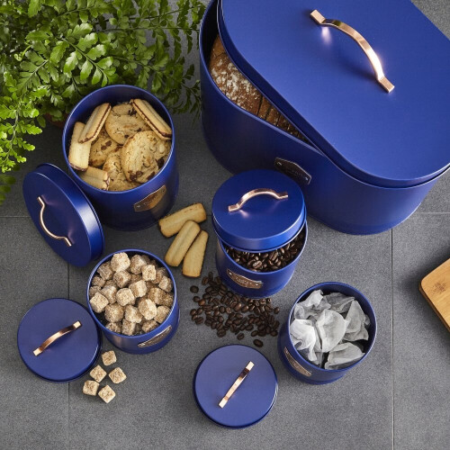 NEO Neo Navy Blue Embossed 5 Piece Kitchen Canister Set 2