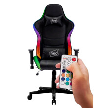Neo Black Leather Computer Office Gaming Chair with LED Lights