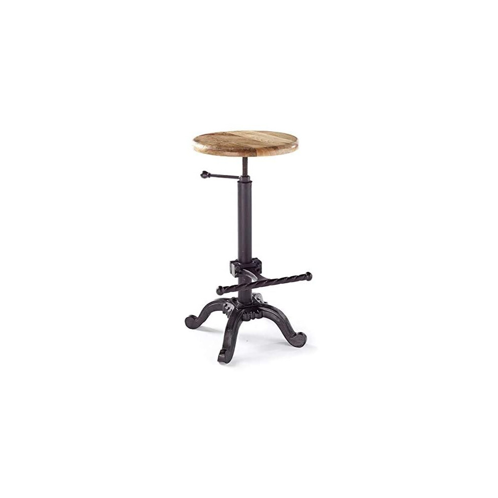 Solid Hard Wood Black Cast Iron Metal Adjustable Pub Kitchen Cafe Bar Stool 65-76cm