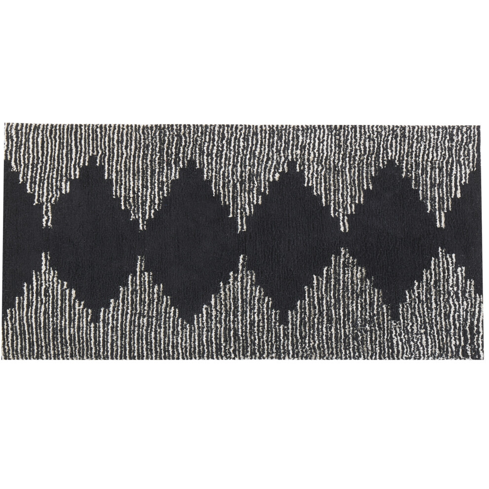 Cotton Area Rug 80 x 150 cm Black and White BATHINDA