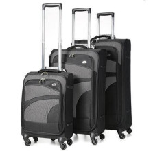Aerolite Super Lightweight 4 Wheel Spinner Suitcase Travel Trolley 3 Piece Luggage Set, 21" Cabin + 26" + 29", Black/Grey