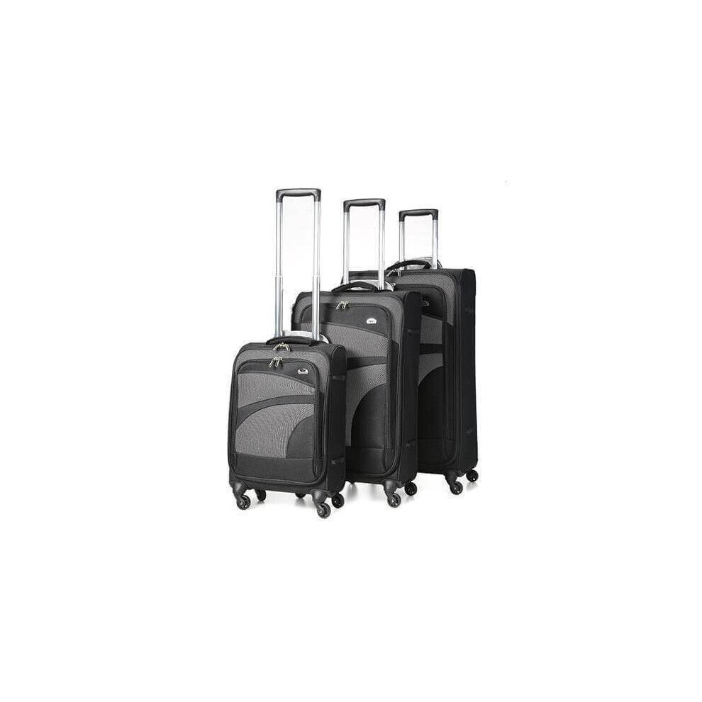Aerolite Super Lightweight 4 Wheel Spinner Suitcase Travel Trolley 3 Piece Luggage Set, 21" Cabin + 26" + 29", Black/Grey