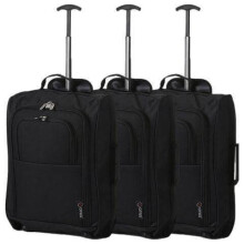 5 Cities Trolley Bag Cabin Hand Luggage, 55 cm, 42 Litre, Black, Set of 3