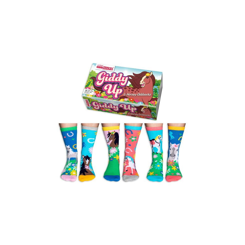 United Oddsocks Giddy Up 6 Oddly Coordinated Kids Socks UK 12-5.5