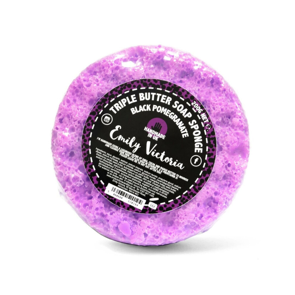 Emily Victoria Black Triple Butter Soap Sponge Fruity 200G Pomegranate