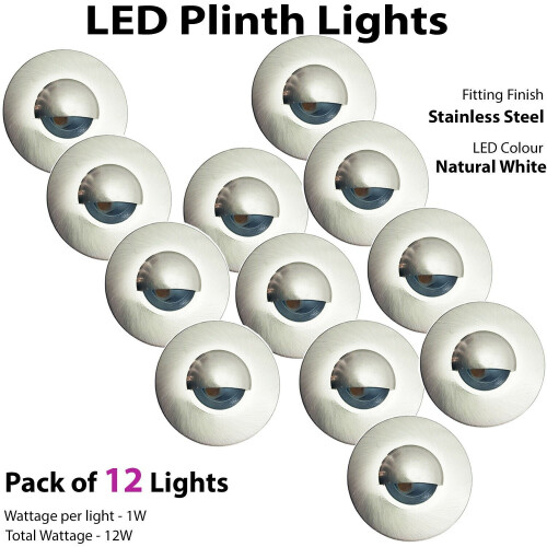 Loops Eyelid LED Plinth Light Kit 12x Round Spotlight Kitchen Bathroom Floor Panel 2