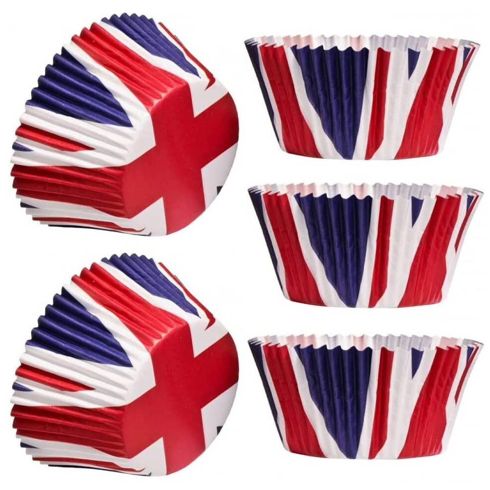 (100) 50-200Pcs Union Jack Paper Cupcake Cases Baking Cups Muffin Cake Great Britain Queen Platinum Jubilee Table Food Decorations