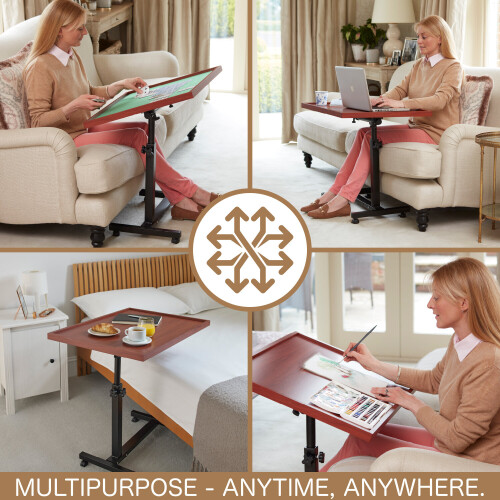 Easylife Anywhere Versatile Table | Portable Overbed/Chair Table – Height Adjustable, Tilting, Rotating and Wheeled 2