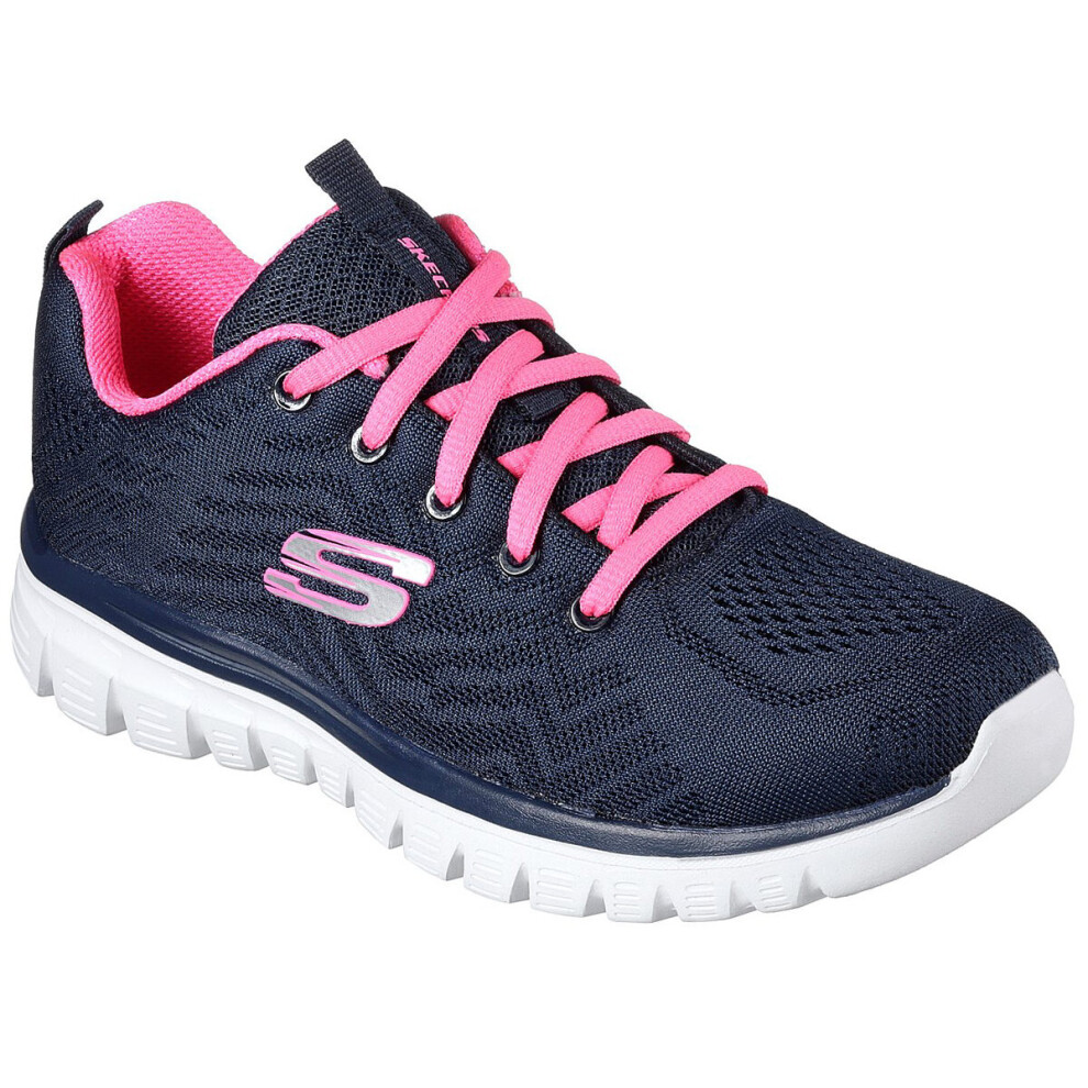 Skechers (Uk 6, Navy/H.pink) Womens 2022 Graceful-Get Connected Sport Mesh Trainers