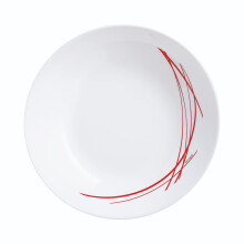 (Red, 6 Soup Bowls) Luminarc 18pc Opal Glass Black Red Dinner Set