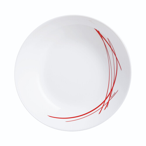 (Red, 6 Soup Bowls) Luminarc 18pc Opal Glass Black Red Dinner Set