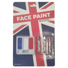 Union Jack Face Paint & Crayons Red White & Blue Queens Jubilee