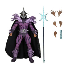 Shredder TMNT II: The Secret of the Ooze 7-tommers actionfigur - lilla dekor, stofkappe, udskiftelige hænder, bishamon yari, mutagenbeholder