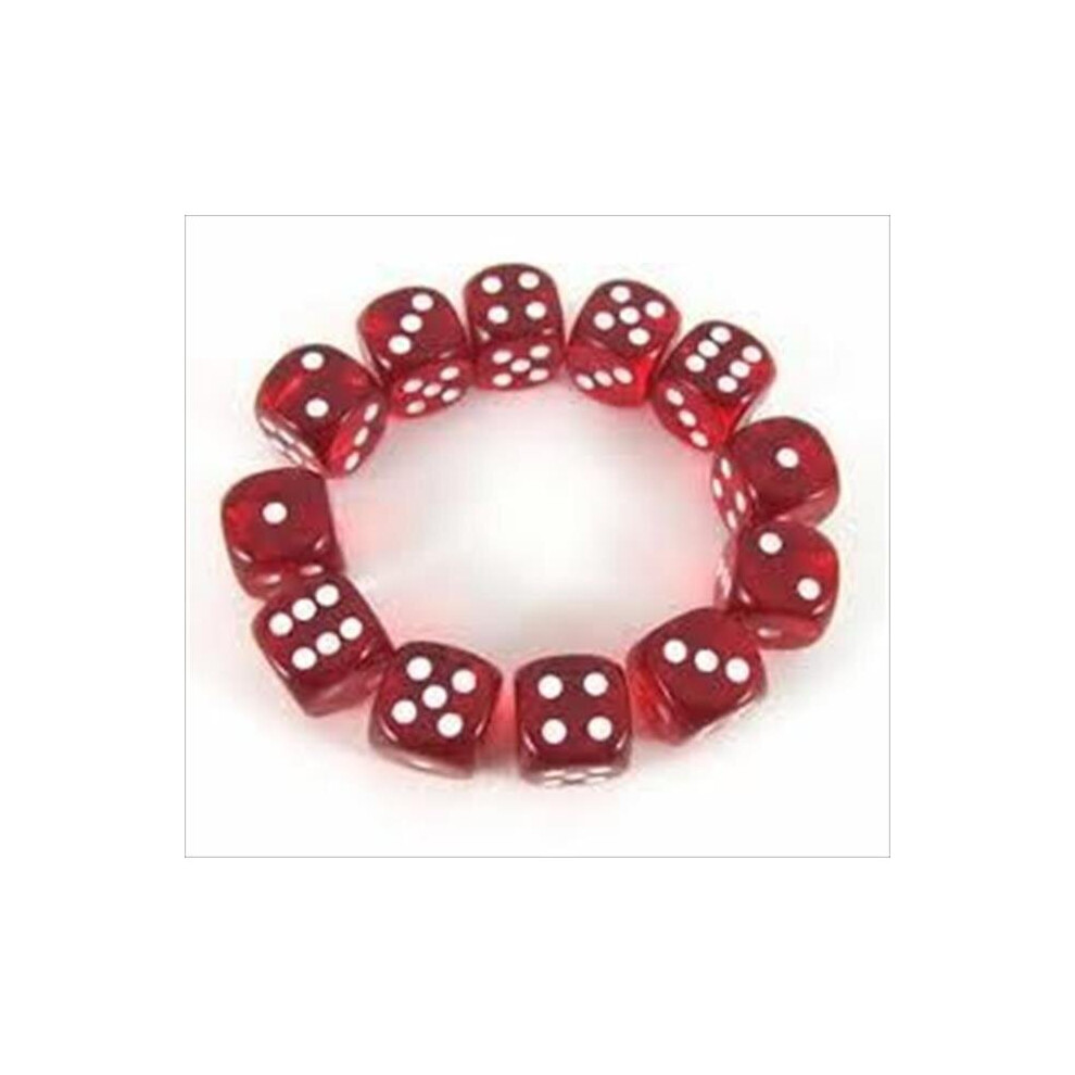 Photos - Other Toys Block Chessex Manufacturing 23604 16 mm Red With White Translucent D6 Dice Set Of 12 CHX23604