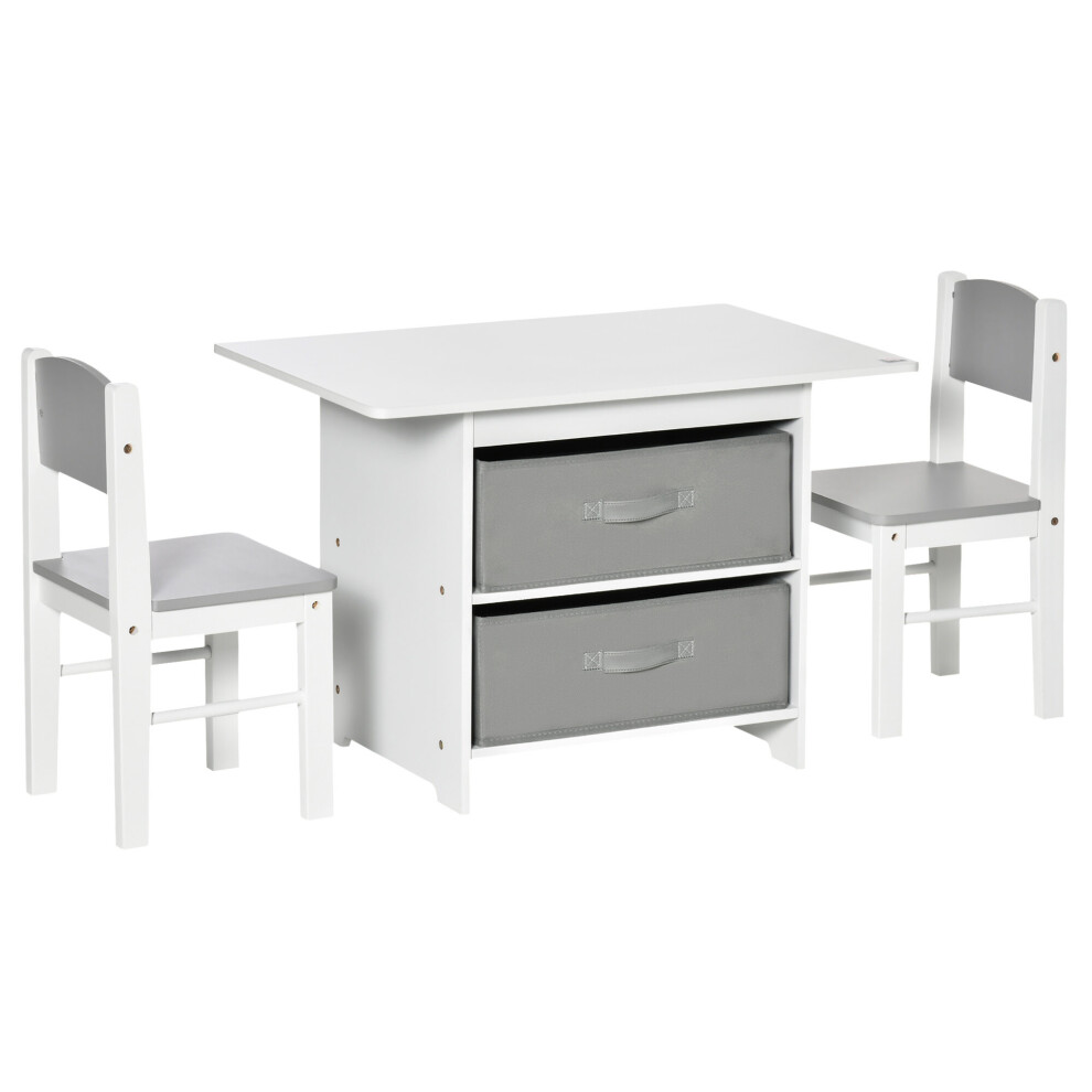 Homcom 3 Pcs Kids Table & Chairs Set Toddler Furniture White