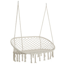 Outsunny Hanging Hammock Chair Macrame Seat for Patio Garden White