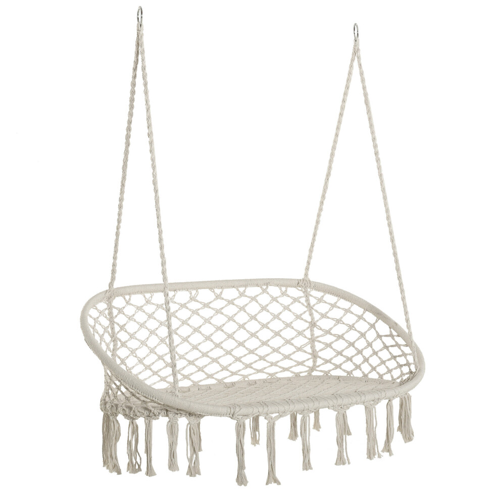 Outsunny Hanging Hammock Chair Macrame Seat For Patio Garden White