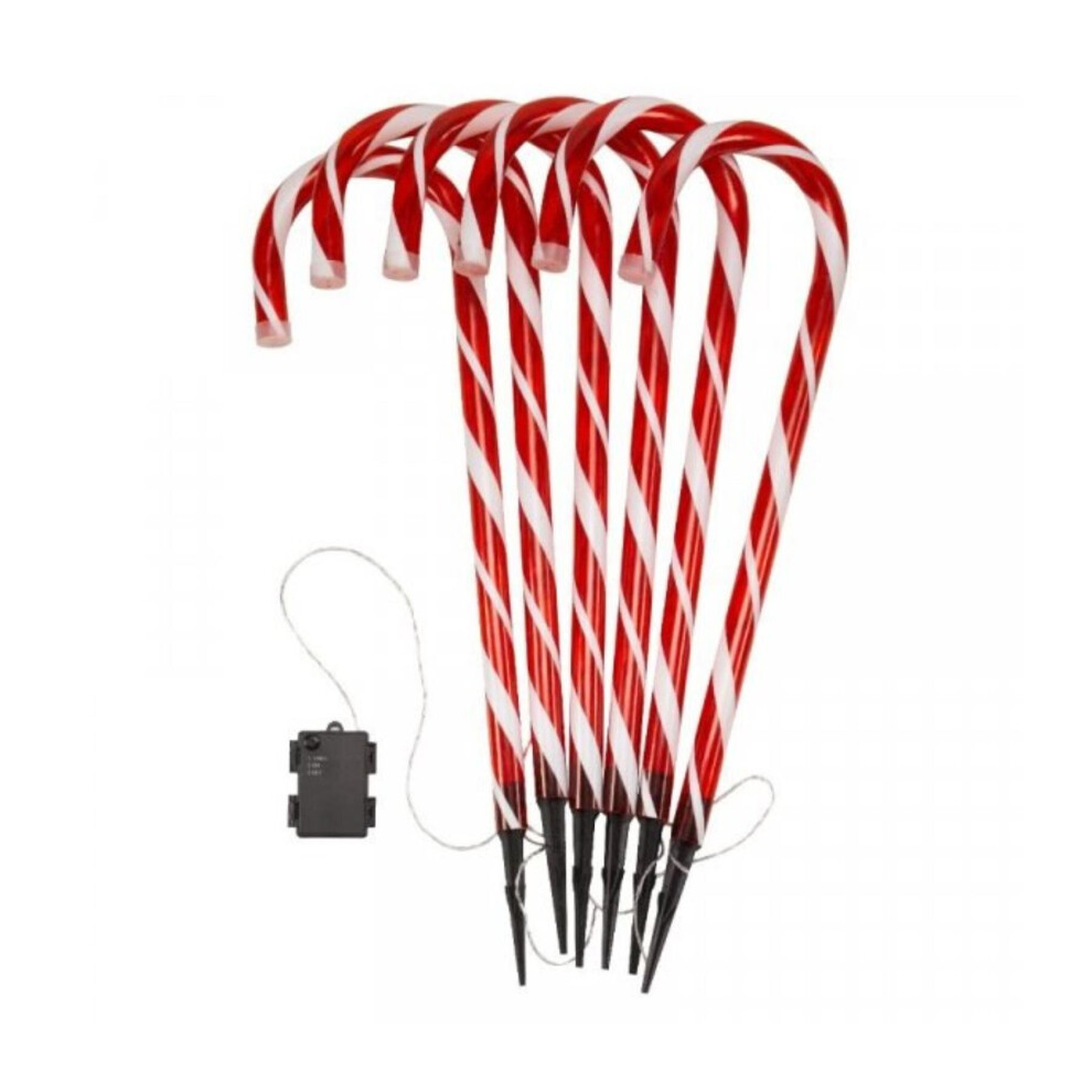 Three King Festive Lights Candy Cane Stakes Garden & Outdoor decor 6pk