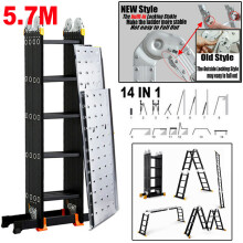 Folding Ladder Aluminium 5.7M Extent Multi-Purpose Ladder w/ Platform