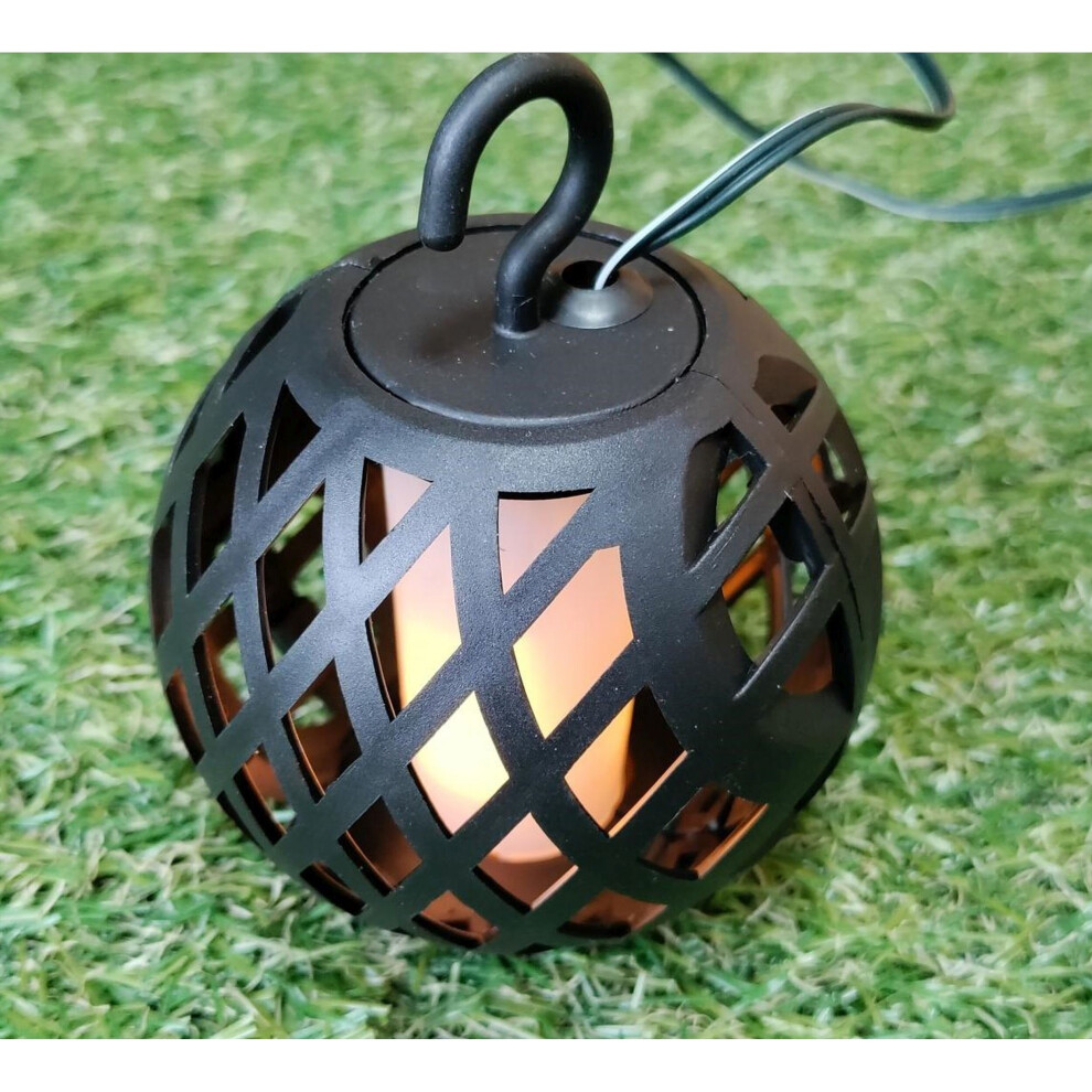 Premier 10 Flickering Flame Lantern String Lights Solar Powered Warm White