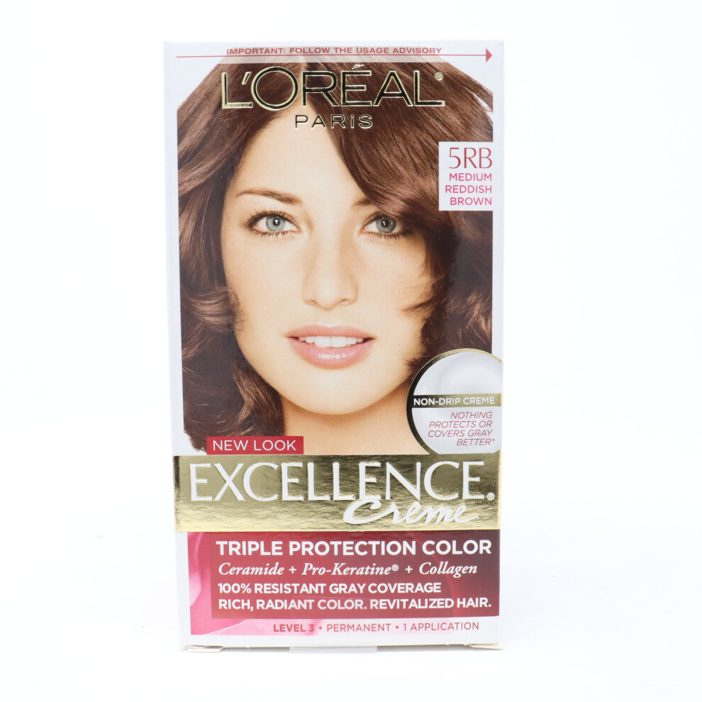 L'oral Paris Excellence Crme Permanent Couleur De Cheveux Triple Care 5Rb Medium Reddish Brown Grey Couverture Pour Jusqu' 8 Semaines Tous Les-image