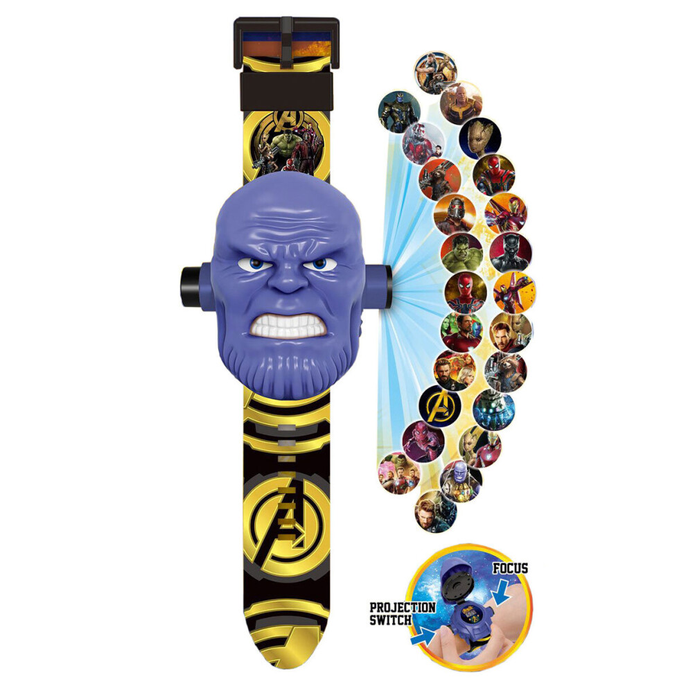 (Thanos) Kids Electronic Projection Watches Digital Childrens Watch 24 Projection 3D Cartoon Watches Spider Man