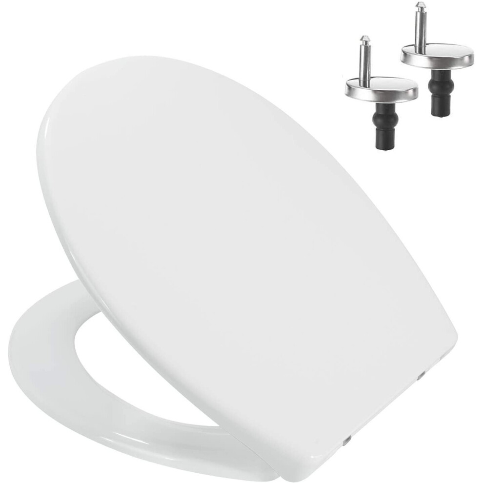 Heavy Duty Toilet Seat Soft Close White Oval Shape Quick Release Fixing Hinges 731722212043