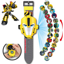(Bumblebee) Kids Electronic Projection Watches Digital Childrens Watch 24 Projection 3D Cartoon Watches Spider Man