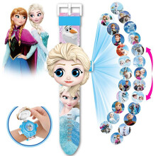 (Elsa) Relojes electrónicos de proyección para niños - Reloj digital para niños - 24 proyecciones - Relojes 3D de dibujos animados Spider-Man