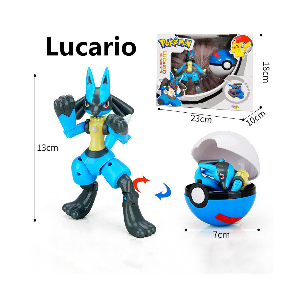 (Lucario ) Pokemon Ball Pokeball Lucario Greninja Solgaleo Lunala Kids Figures Action Toys Collection