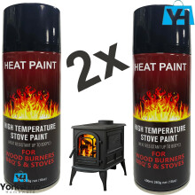 (2 Cans) 400ml High Temperature Stove Paint Heat Resistant Spray For BBQ Burners 600*C