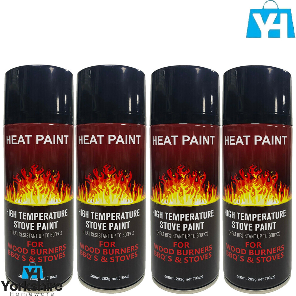 (4 Cans) 400ml High Temperature Stove Paint Heat Resistant Spray For BBQ Burners 600*C