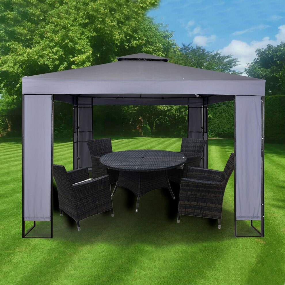 MAXIMUSÂ®  GAZEBO Garden Heavy Duty Gazebo 3m x 3m Pavilion Shelter Marquee Patio Grey