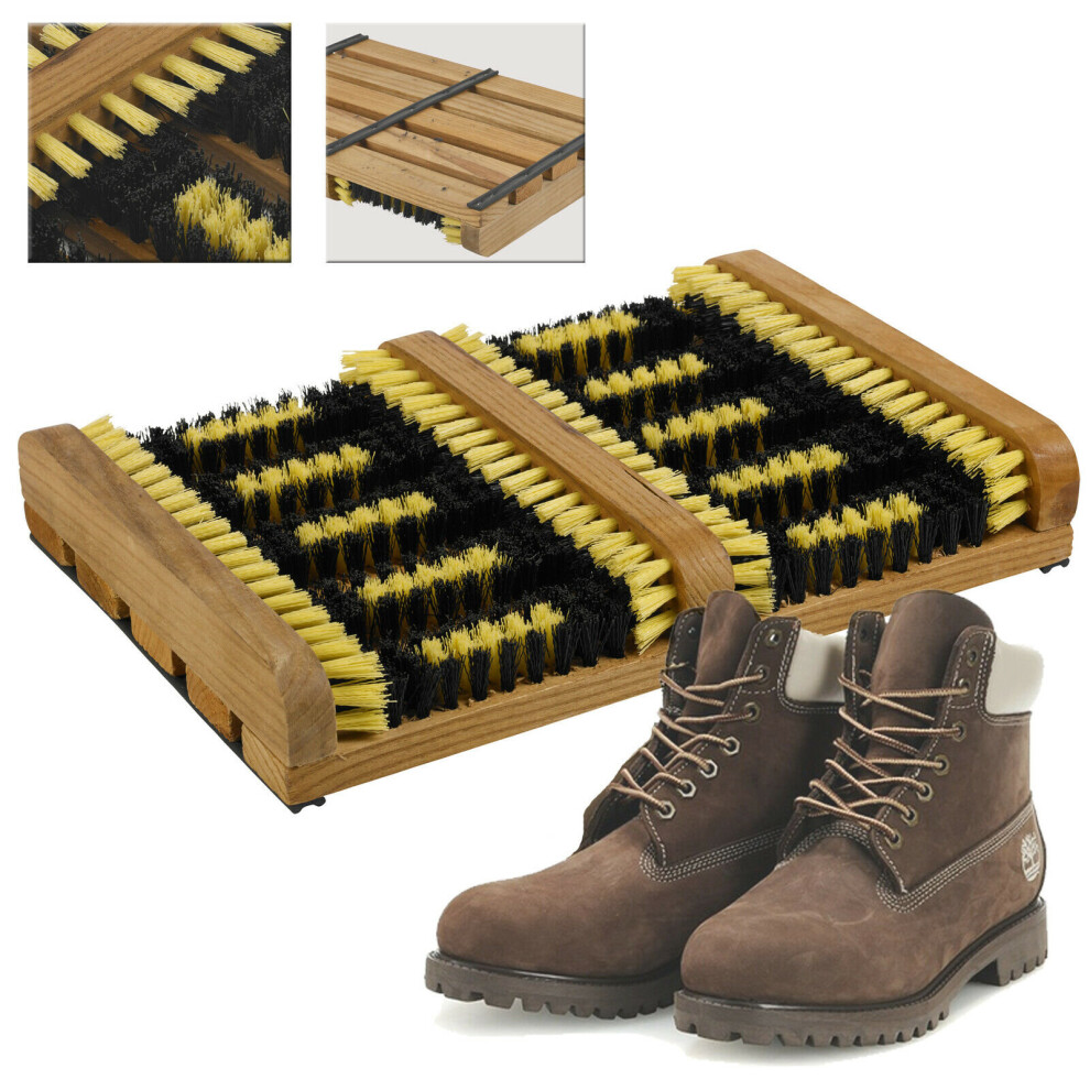 Heavy Duty Double Shoe Boot Scraper Brush Outdoor Door Mat Cleaner