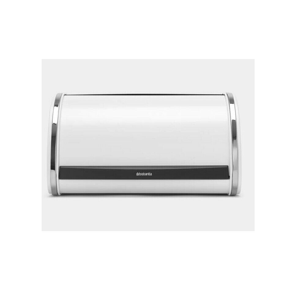 Brabantia Medium White Roll Top Lid Bread Bin Storage Compact Flat Top