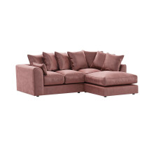 (Pink, Right Hand Facing) Brooklyn Plush Velvet Fibre Corner Sofa 8 Colours