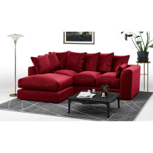 (Red, Left Hand Facing) Brooklyn Plush Velvet Fibre Corner Sofa 8 Colours