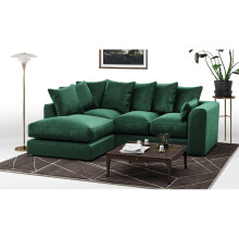 (Green, Left Hand Facing) Brooklyn Plush Velvet Fibre Corner Sofa 8 Colours