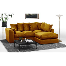 (Gold, Right Hand Facing) Brooklyn Plush Velvet Fibre Corner Sofa 8 Colours