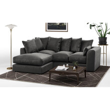 (Grey, Left Hand Facing) Brooklyn Plush Velvet Fibre Corner Sofa 8 Colours