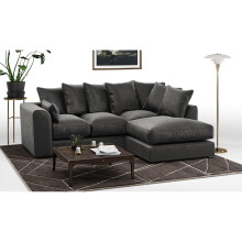 (Grey, Right Hand Facing) Brooklyn Plush Velvet Fibre Corner Sofa 8 Colours